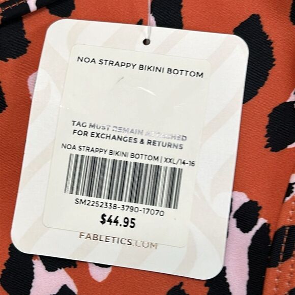 Fabletics Strappy Bikini Bottom Orange Black Animal Print Size XXL‎ - Picture 9 of 10